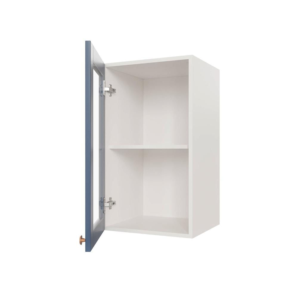 Miniatura Armário Aéreo 1 Portas 40cm com Porta de Vidro Arizona Cabecasa Madeiramadeira Branco/Azul