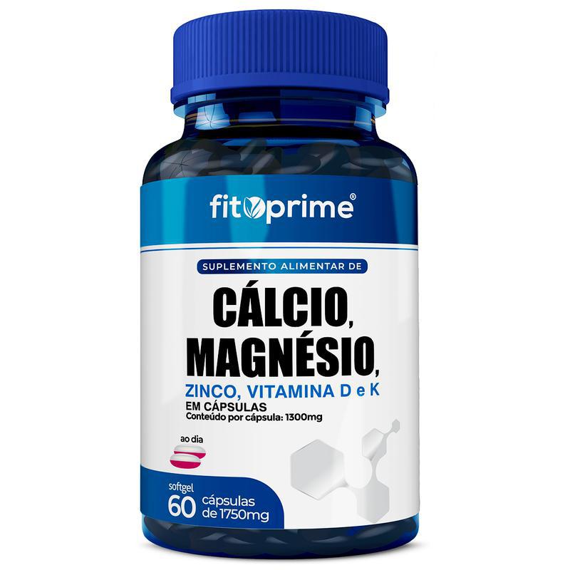 Miniatura Cálcio Magnésio Zinco D3 E K2 Com 60 Cápsulas Fitoprime