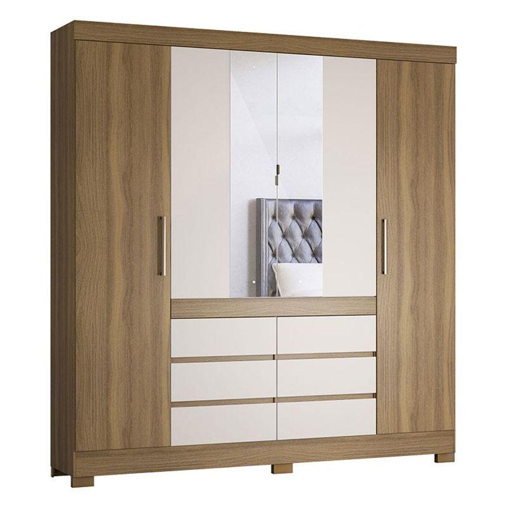 Miniatura Cômoda Montevidéu E Guarda Roupa Casal Cádis Amêndola Off White - Demóbile