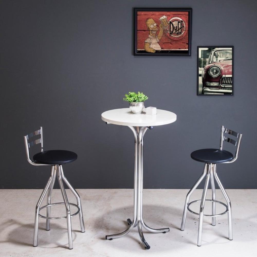 Miniatura Conjunto 2 Banquetas Alta 54 Unimóvel Cromada