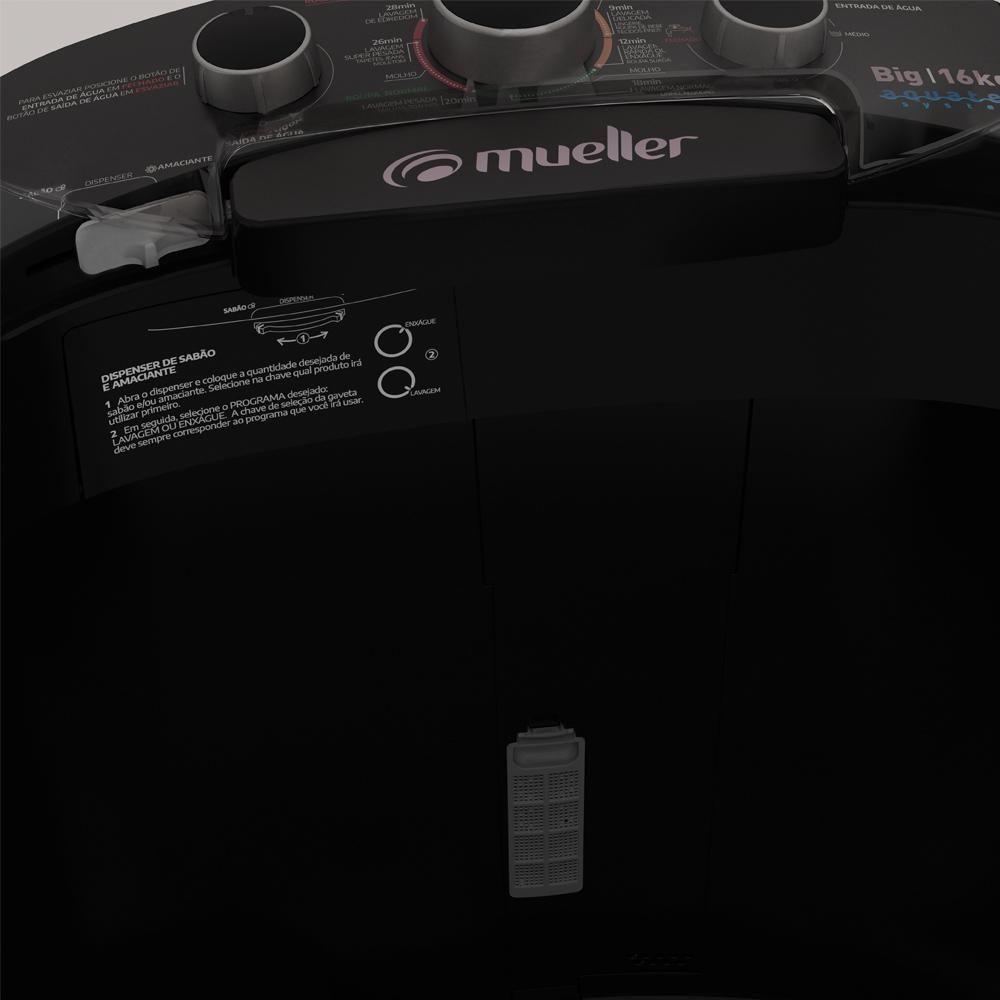 Miniatura Máquina de Lavar Semiautomática 16kg Big Preta 220V Mueller
