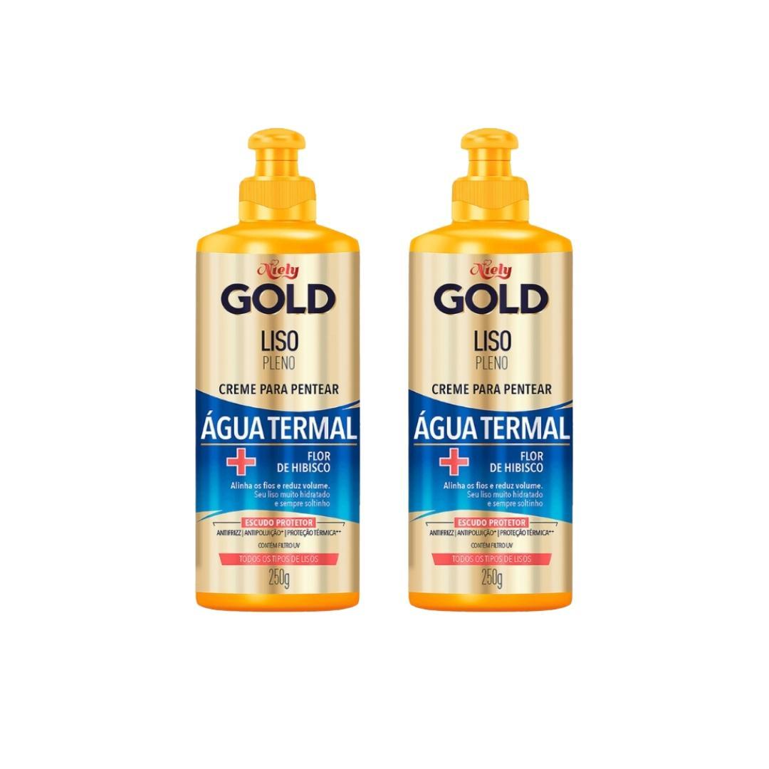 Miniatura Creme Para Pentear Niely Gold 250G Agua Term Liso Pleno- 2Un