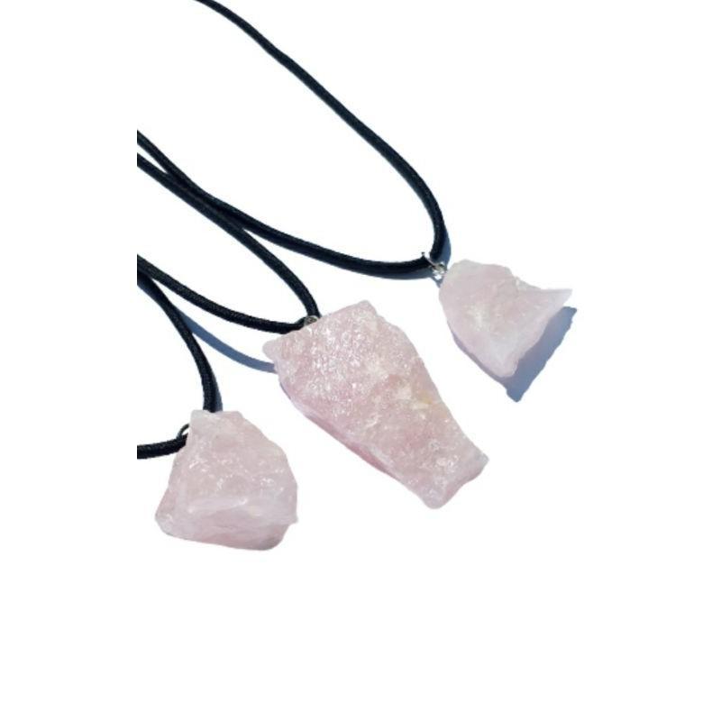 Miniatura Colar De Quartzo Rosa Natural Bruto - Pedra Dor Amor