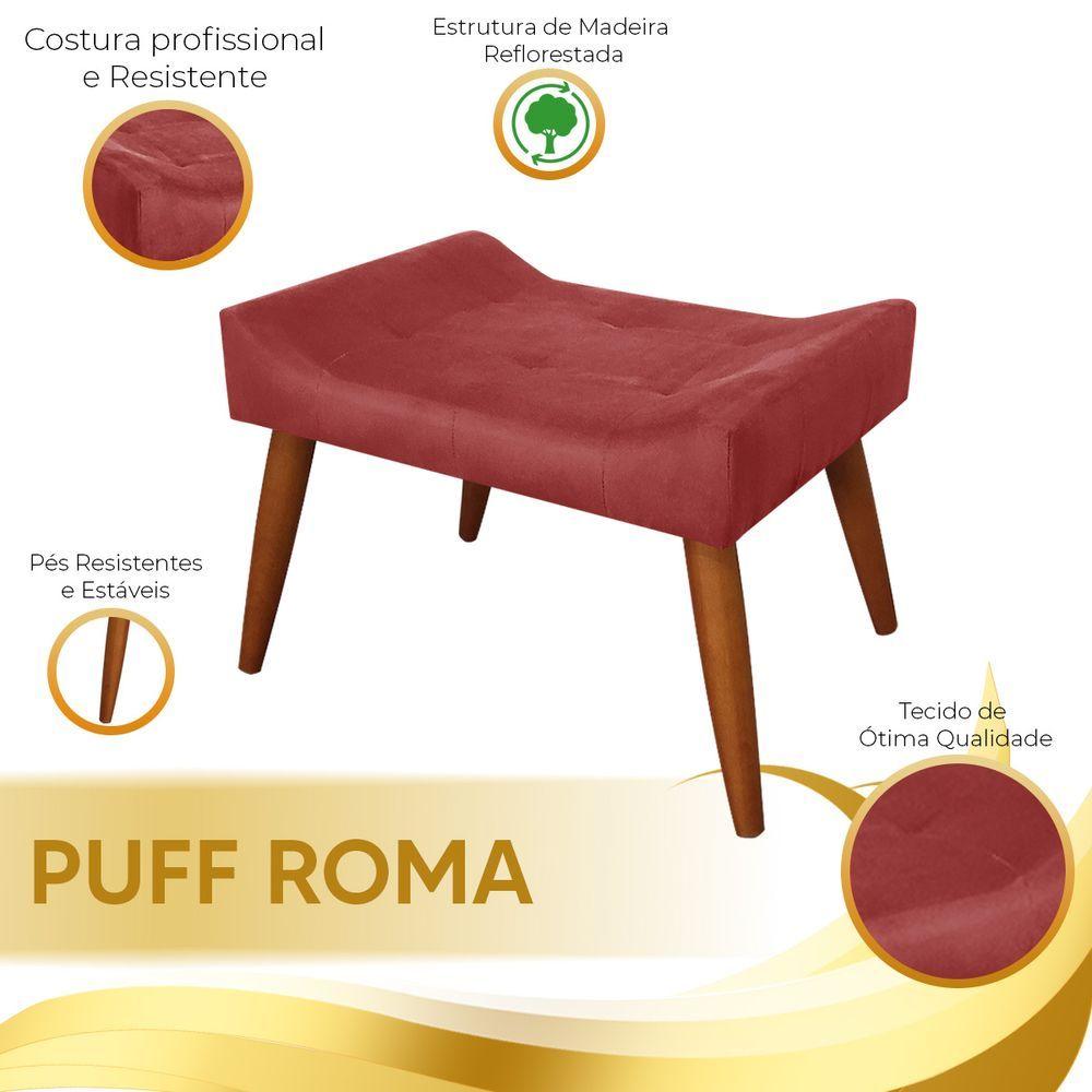 Puff Decorativo Roma Veludo Vermelho