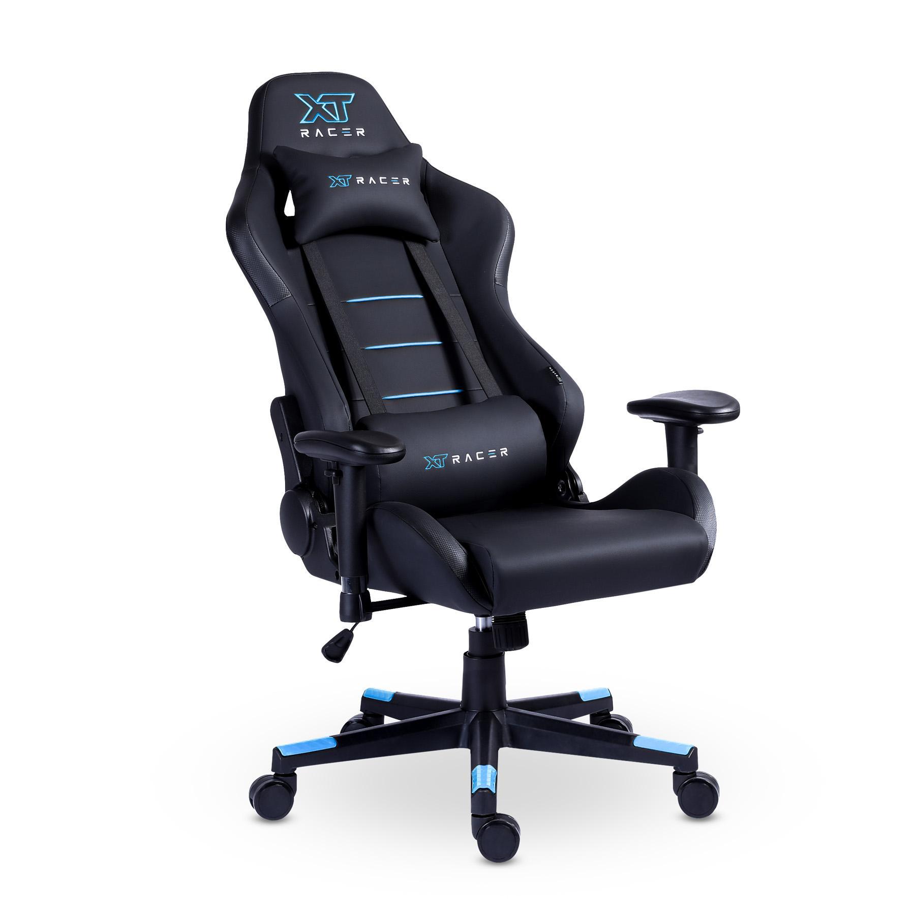 Miniatura Cadeira Gamer XT Racer - Preta/Azul, Estof. PU, Braço 2D
