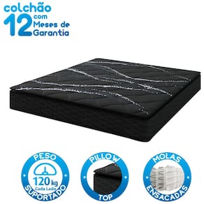 Miniatura Colchão Queen Size Umaflex New Itália Black com Molas Ensacadas, Revestimento em Jacquard e Pillow Top D26 25X158X198cm - Preto