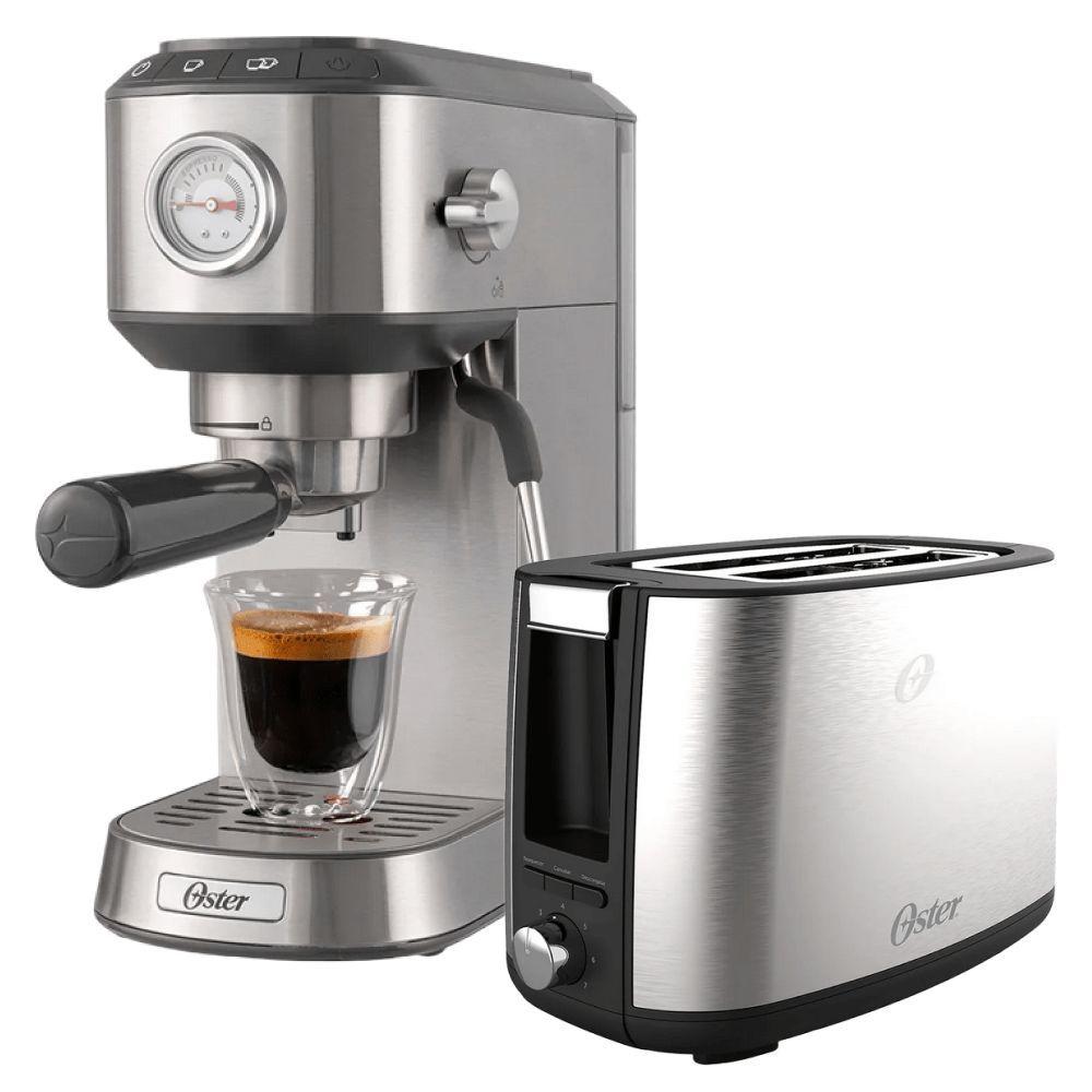 Miniatura Kit Cafeteira Espresso Compacta E Torradeira Inox Oster 220V