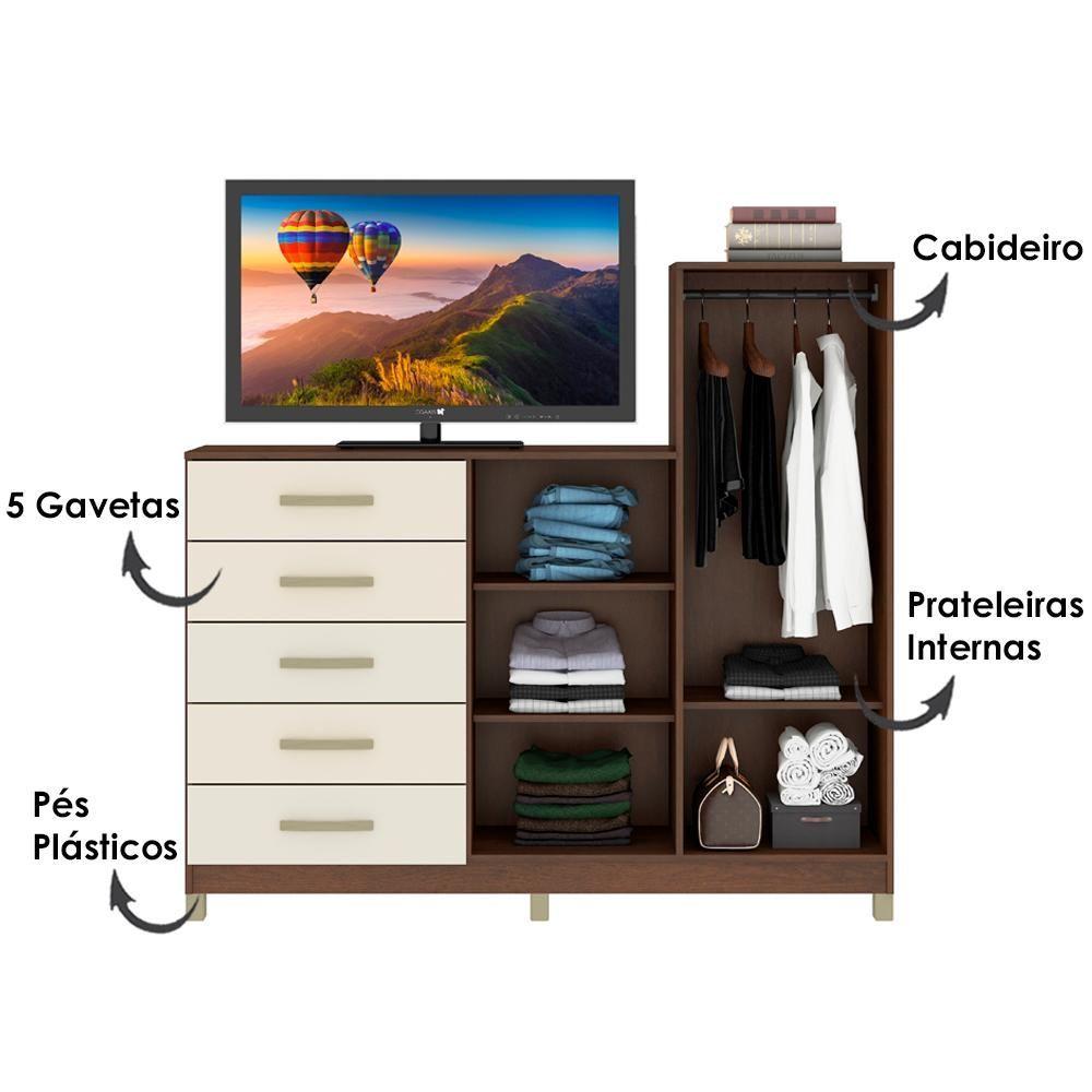 Comoda 2 Portas Com Cabideiro Co170 Rustico Champagne Fell Rustico Champagne