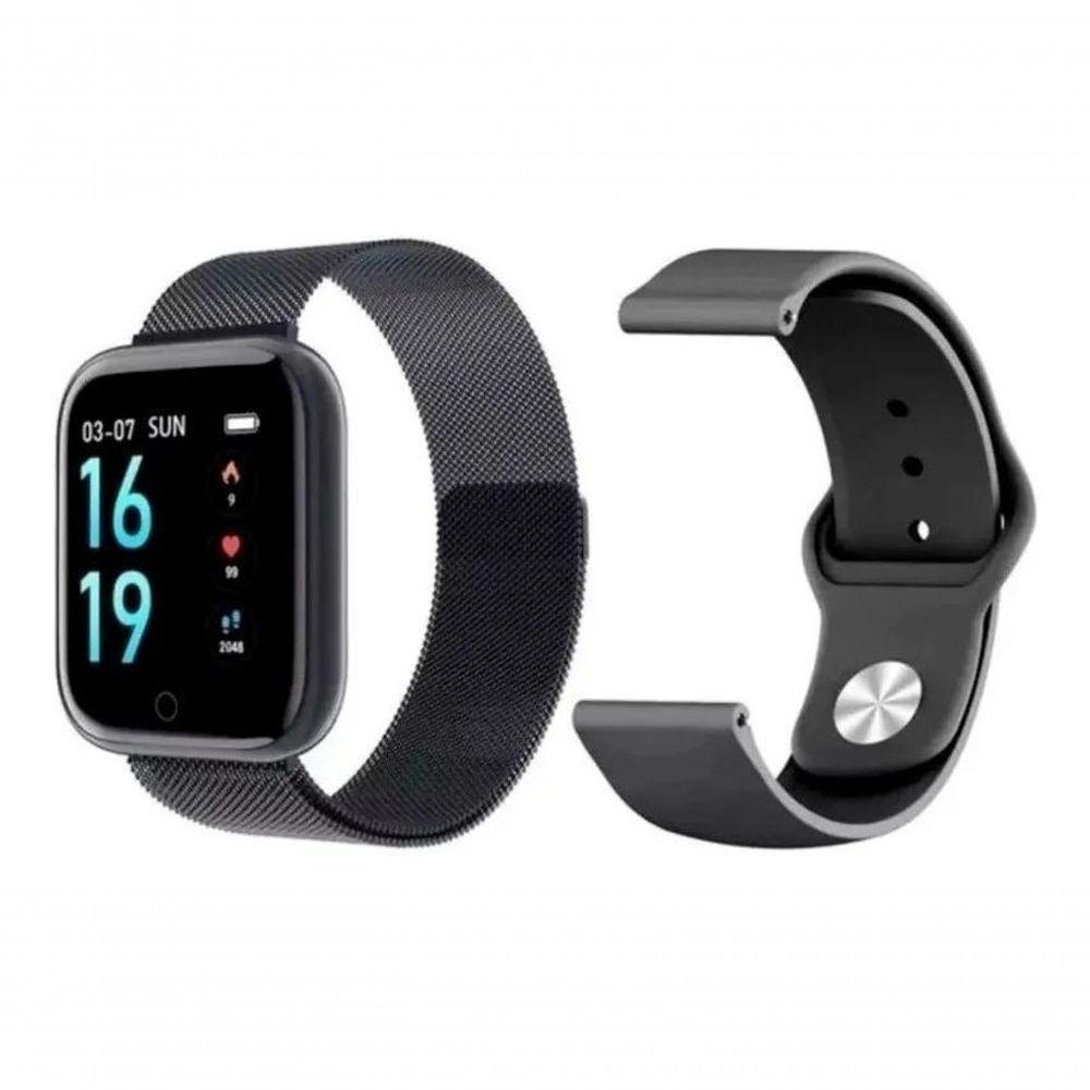 Miniatura Smartwatch P70 Oled Pro Duas Pulseiras - Preto