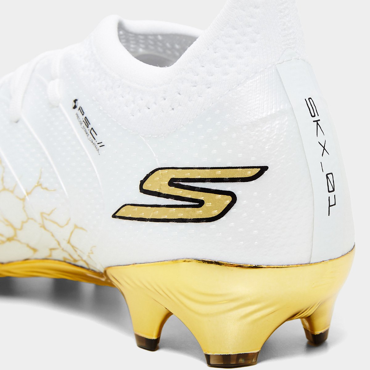 Chuteira Campo Skechers SKX_01 Low Diamond FG Masculina Branco+dourado - 38