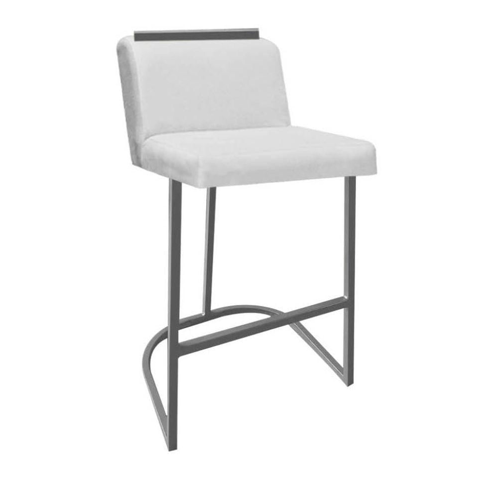 Miniatura Banqueta Com Encosto Ninna Bistrô Cozinha Aplique Ferro Prata Sintético Branco - Ahazzo Móveis