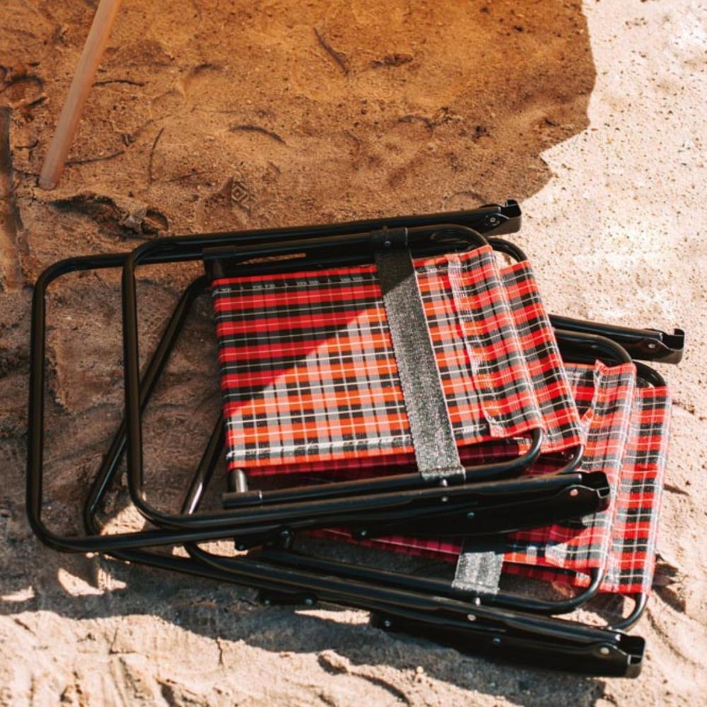 Kit 2 Cadeira de Praia Varanda Xadrez em Aço 110 kg Vermelha Mor