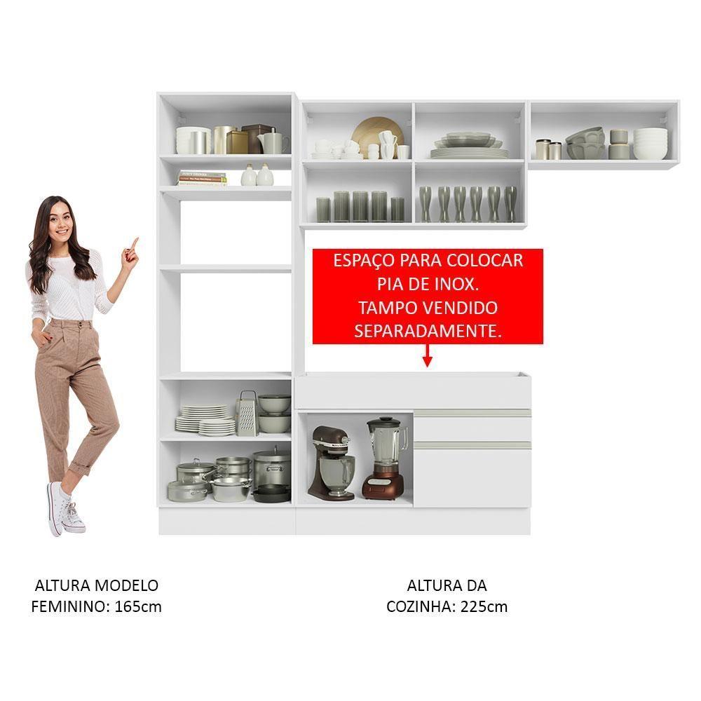 Armário De Cozinha Completa 270cm Branco Glamy Madesa 15 Branco