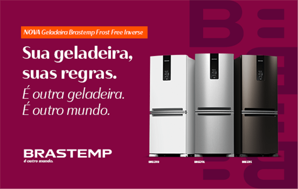 Geladeira Brastemp Frost Free Inverse A+++ 447 litros cor Branca com Smart Flow e Fresh Box - BRE57FB 110v