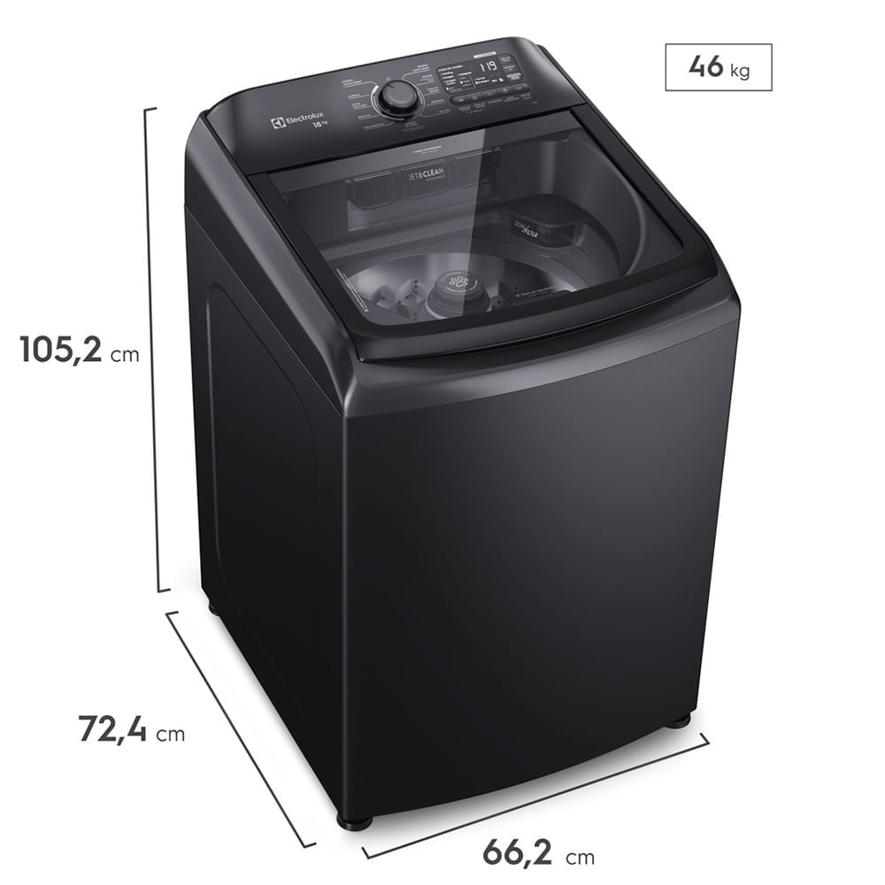 Máquina de lavar Electrolux 18kg Preta Expert Filtro Microplásticos, Jatos Poderosos e Pet Pro (LEB18) - 220V 220