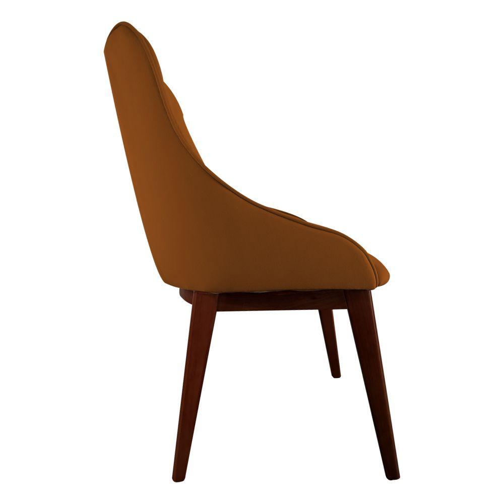 Miniatura Cadeira De Jantar Elisa Nobre Estofada Liso Veludo Terracota Base Madeira Maciça Imbuia