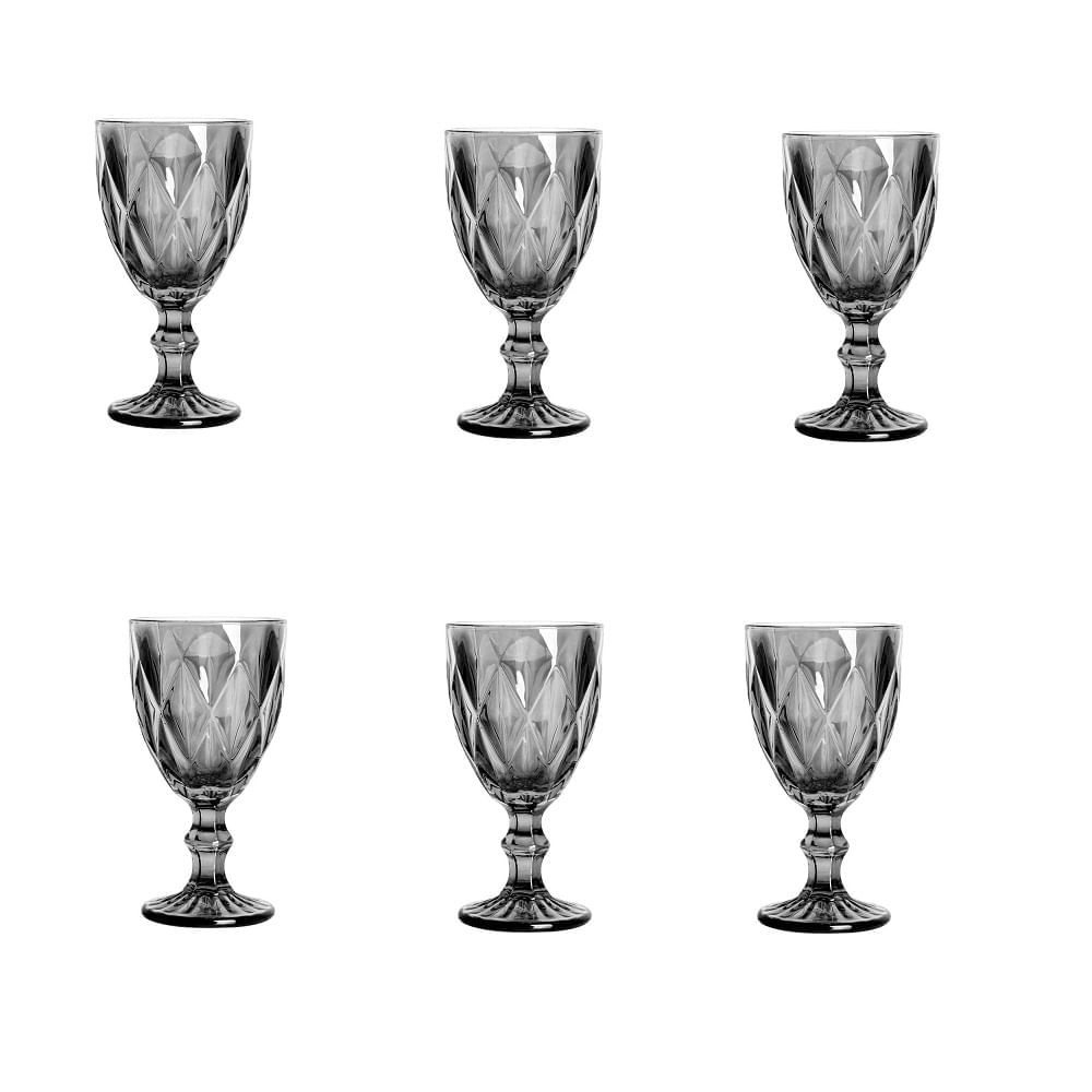 Miniatura Conjunto de 6 taças Black vidro 300 ml