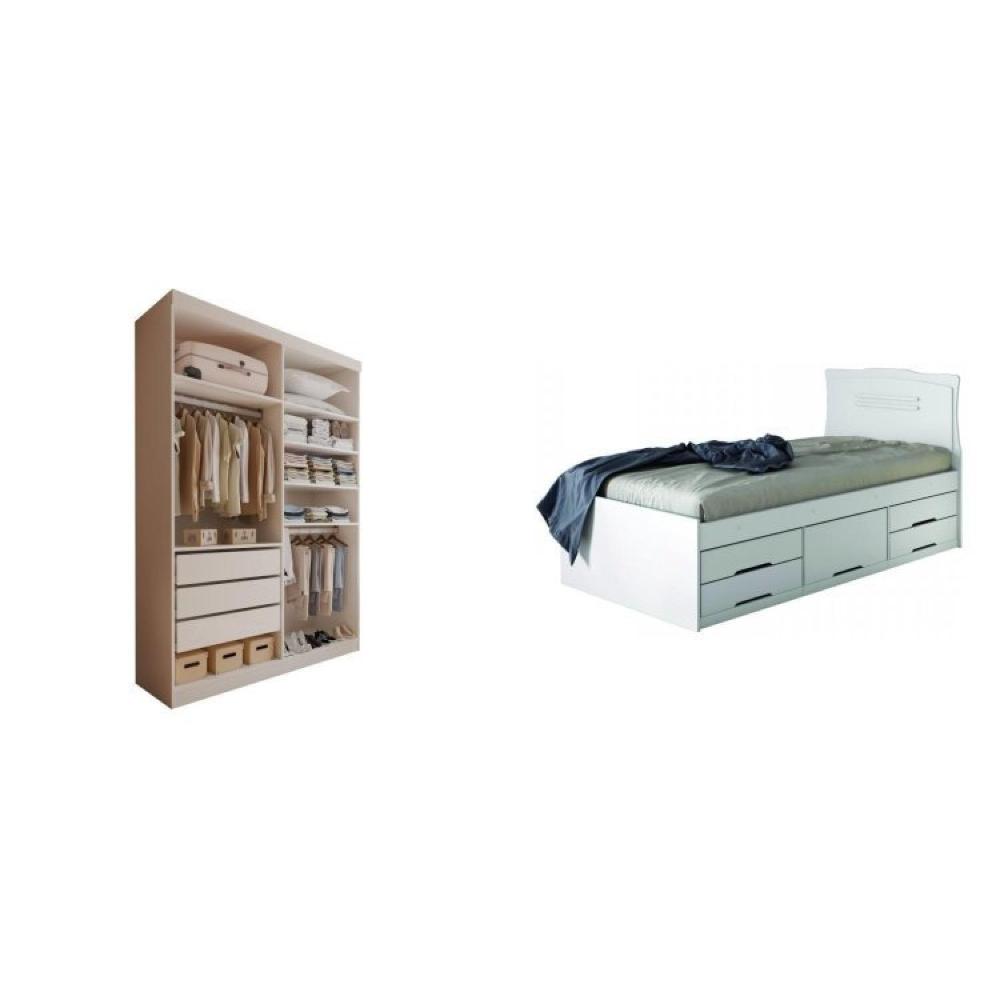 Miniatura Quarto completo com Closet Roma e Cama Júlia Branco