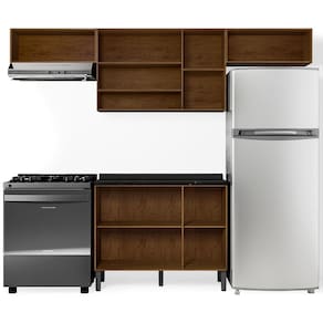 Miniatura Cozinha Completa Bartira Ametista com 7 Portas e 3 Prateleiras - 246,2cm de largura Grapia Platinum