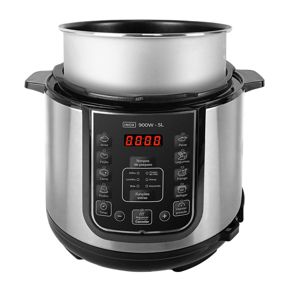 Panela de Pressão Elétrica 5L Kian PPE-101 Preta com Prata 127V Preto - 127V