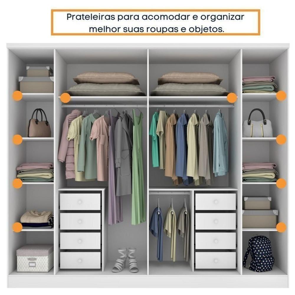 Guarda-roupa 6 Portas Portugal e Cômoda 5 Gavetas Florença Espresso Móveis Branco/Neve