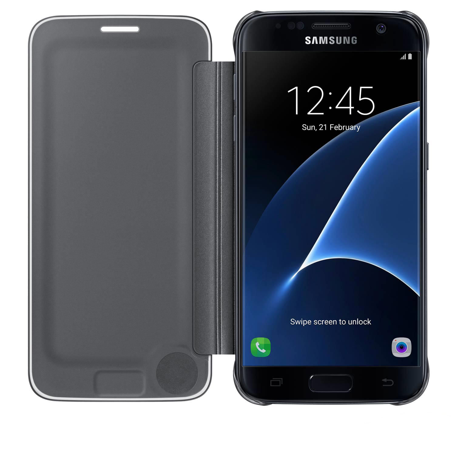 Miniatura Capa Clear View Preta Samsung Galaxy S7 / S7 Flat Sm-g930