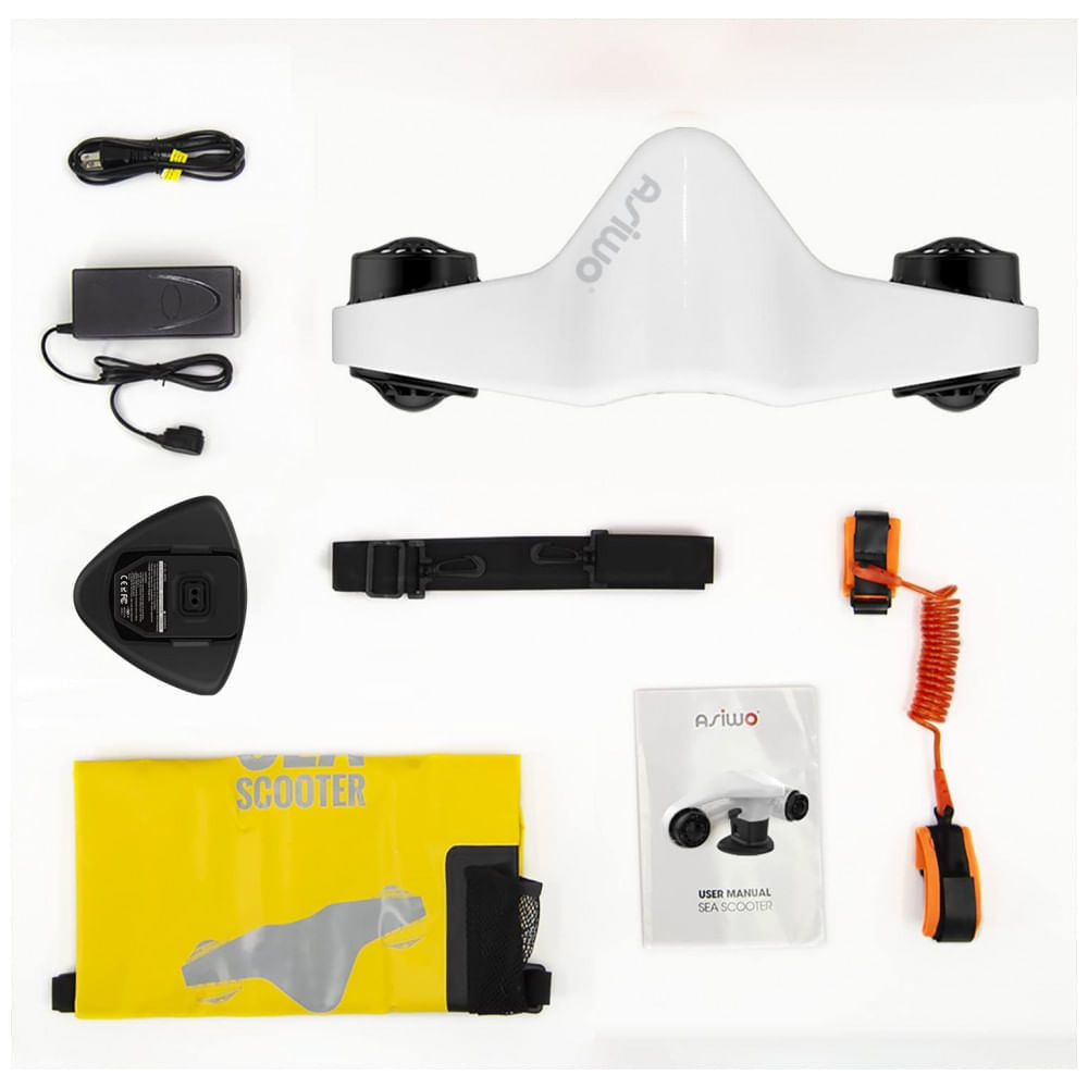 PRO Scooter de Propulsor Aquático Mergulhe de até 40 Metros com Suporte para Câmera, ASIWO, Laranja
