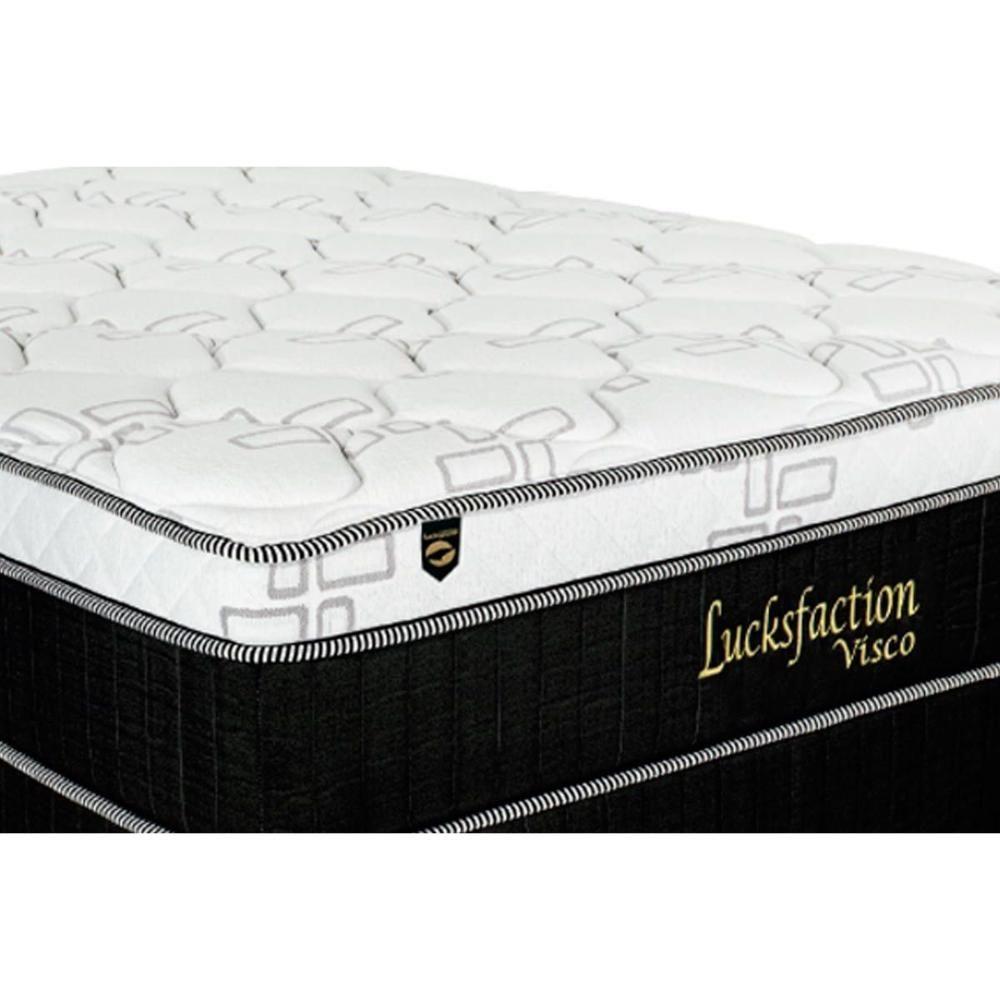 Miniatura Cama Box Queen: Colchão Molas Ensacadas Luckspuma Lucksfaction Viscoelástico + Base Brown(158X198)