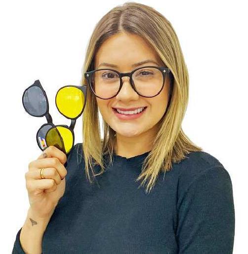 Miniatura Óculos Troca Lentes Feminino Masculino Redondo 3 Em 1 Lente
