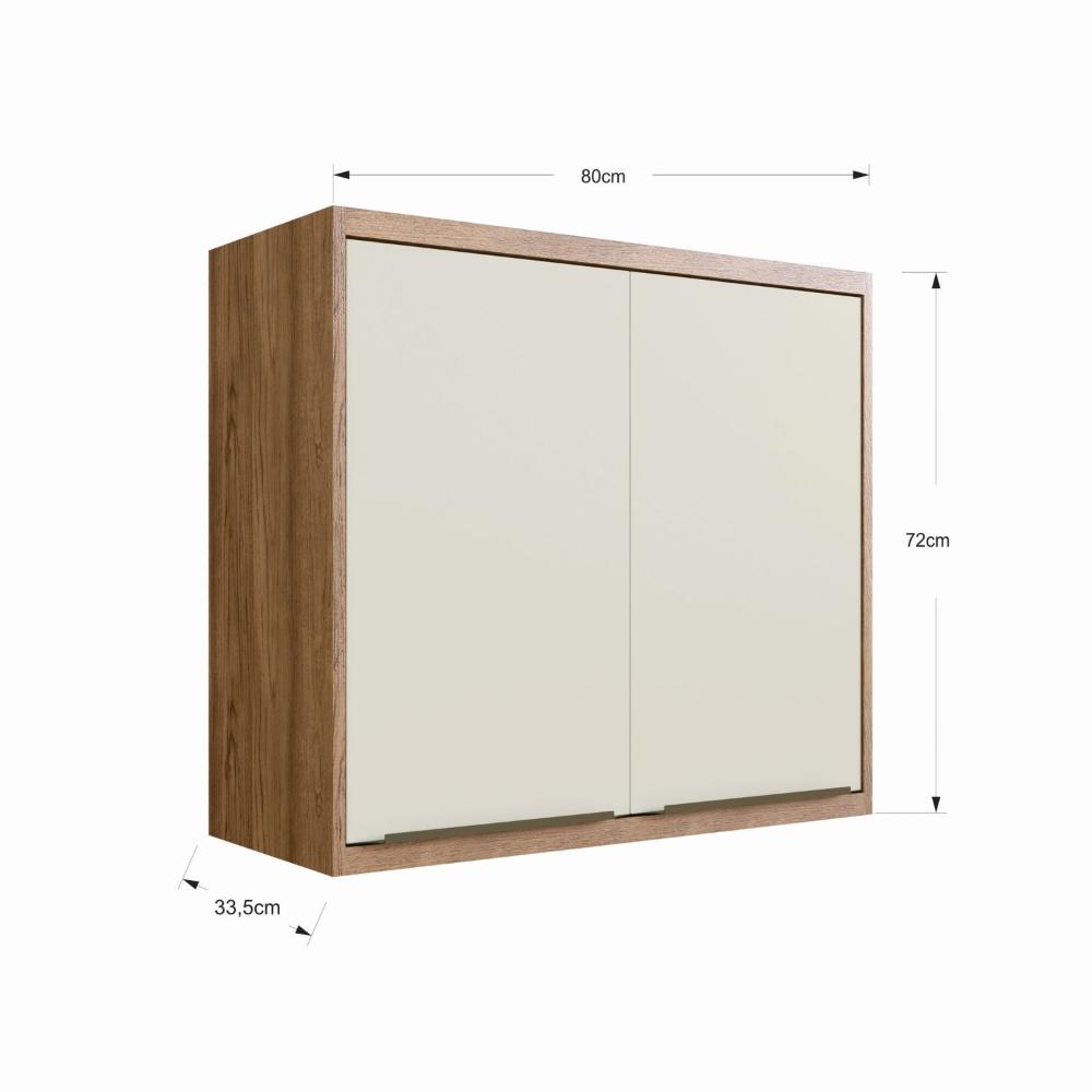 Miniatura Armário Aéreo para Cozinha 80cm 2 Portas Viena Edez Louro Freijó/Argila
