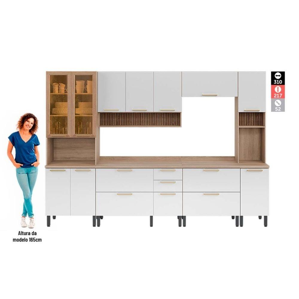 Miniatura Cozinha Modulada Completa Thela Avelã 6 Peças (2aéreos+2balcões+2paneleiros) Czc16 Mel-branco - Telasul