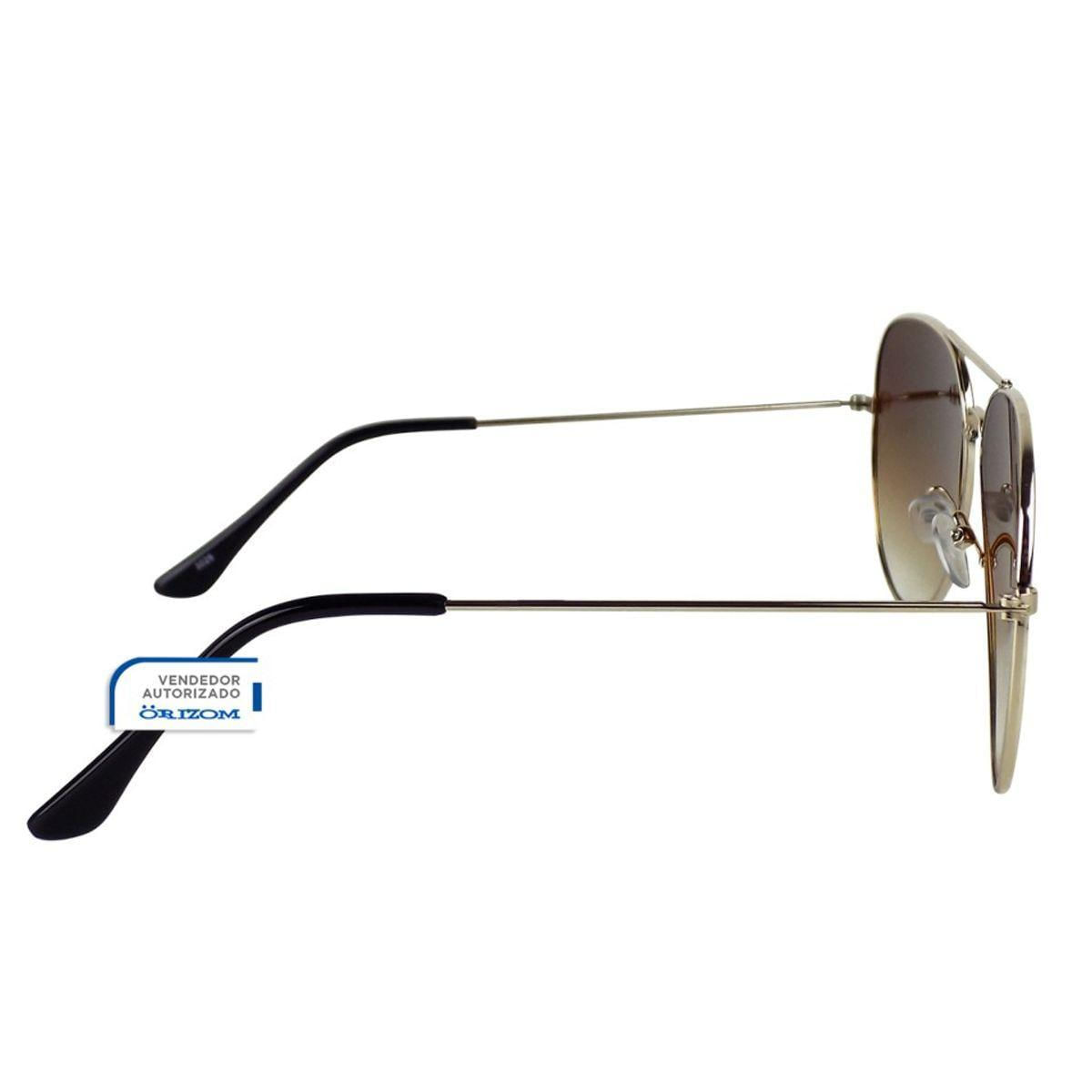 Marrom Oculos Sol Masculino Aviador Banhado Ouro Aço Inox
