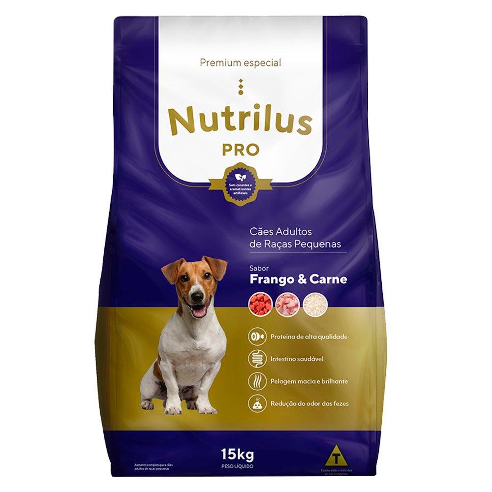 Miniatura Ração Seca Nutrilus Pro Frango & Carne para Cães Adultos de Raças Pequenas - 15 Kg