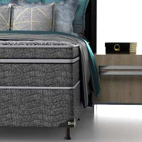 Cama Box de Casal Probel Village D28 com Molas Ensacadas e Pillow Euro 68x138x188cm - Branco/Preto