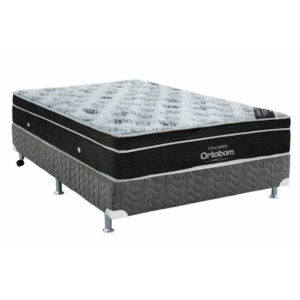 Miniatura Cama Box Casal: Colchão Molas Bonnel Ortobom Nanolastic Exclusive + Base Crc Gray(138X188)