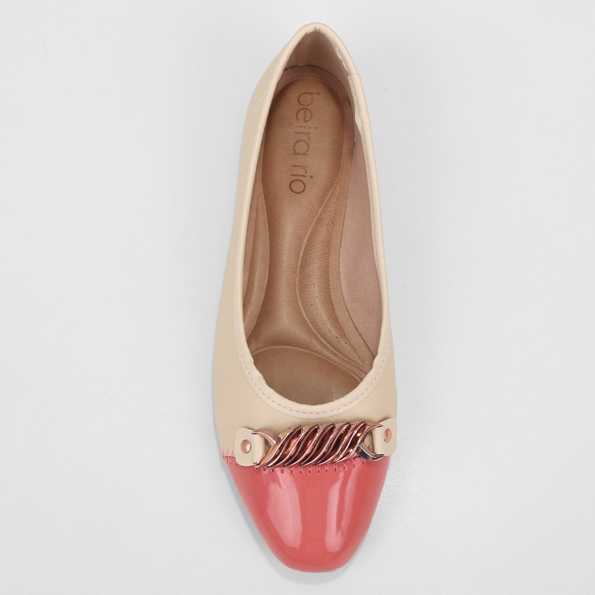 Miniatura Sapatilha Feminina Beira Rio Aplique Metal Feminina Creme - 34