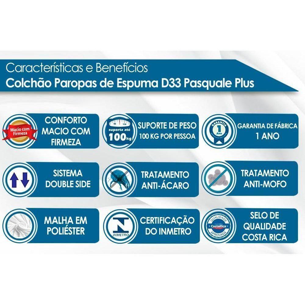 Miniatura Colchão Solteiro Espuma D33 Pasquale Plus Euro Pillow Clean (88x188x25) - Paropas