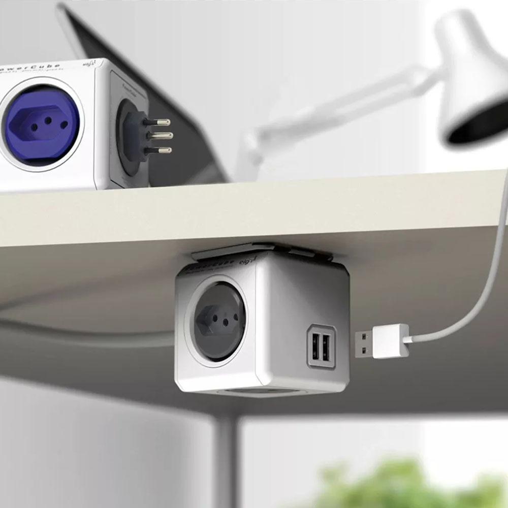 Miniatura Caixa De Tomada Usb Mesa Escritório Power Cube Cabo De 3M
