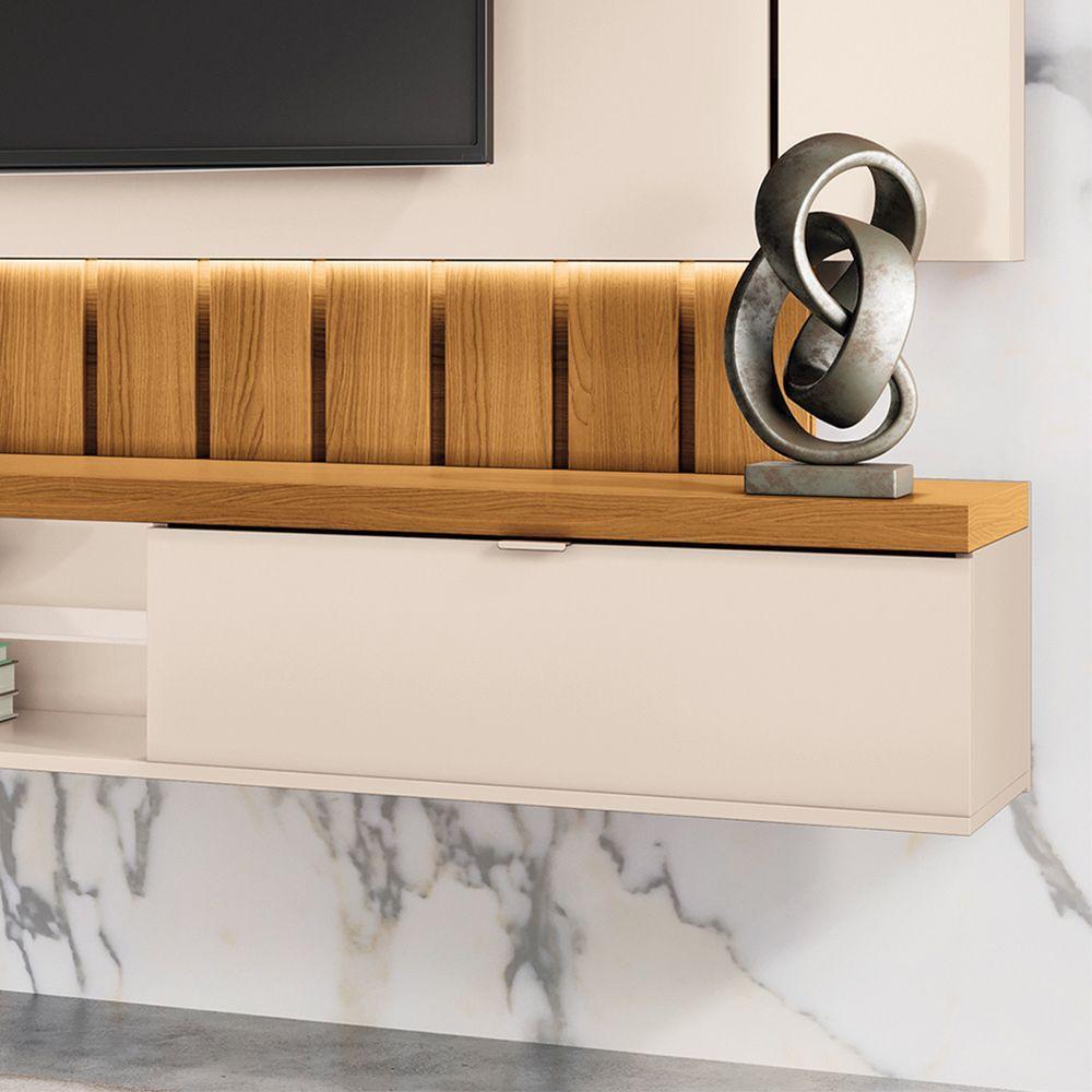 Miniatura Painel Home Suspenso 2.2 Para Tv Até 70" Sala De Estar Shawn Off White/cinamomo G26 - Gran Belo
