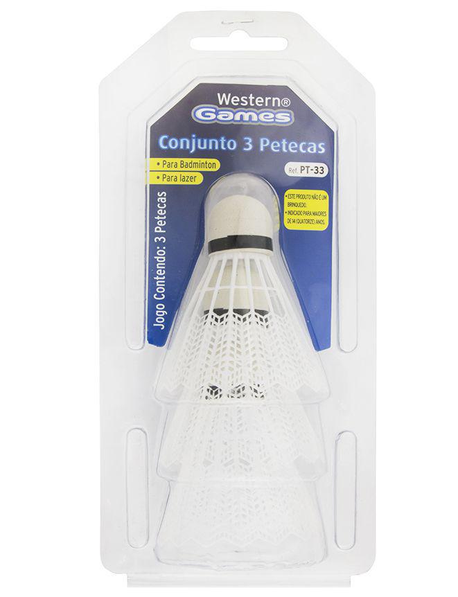 Miniatura Kit Peteca Badminton Branca Lazer De Plástico 3 Unidades