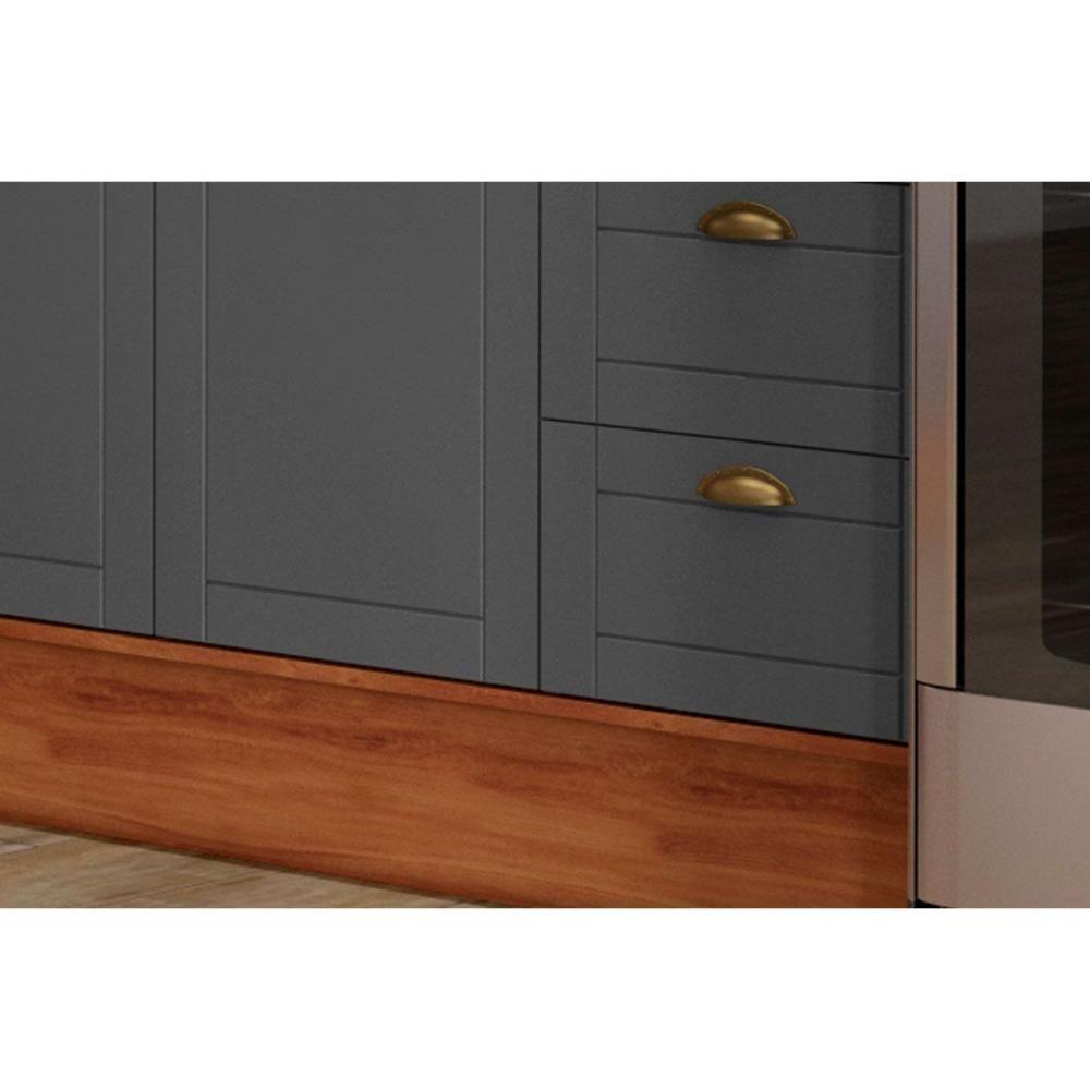 Cozinha Modulada Completa Bella 9 Peças 3 Aéreos + 3 Balcões + 1 Torre Quente+1ilha + 1 Complemento C9p200 Nogal Cinza