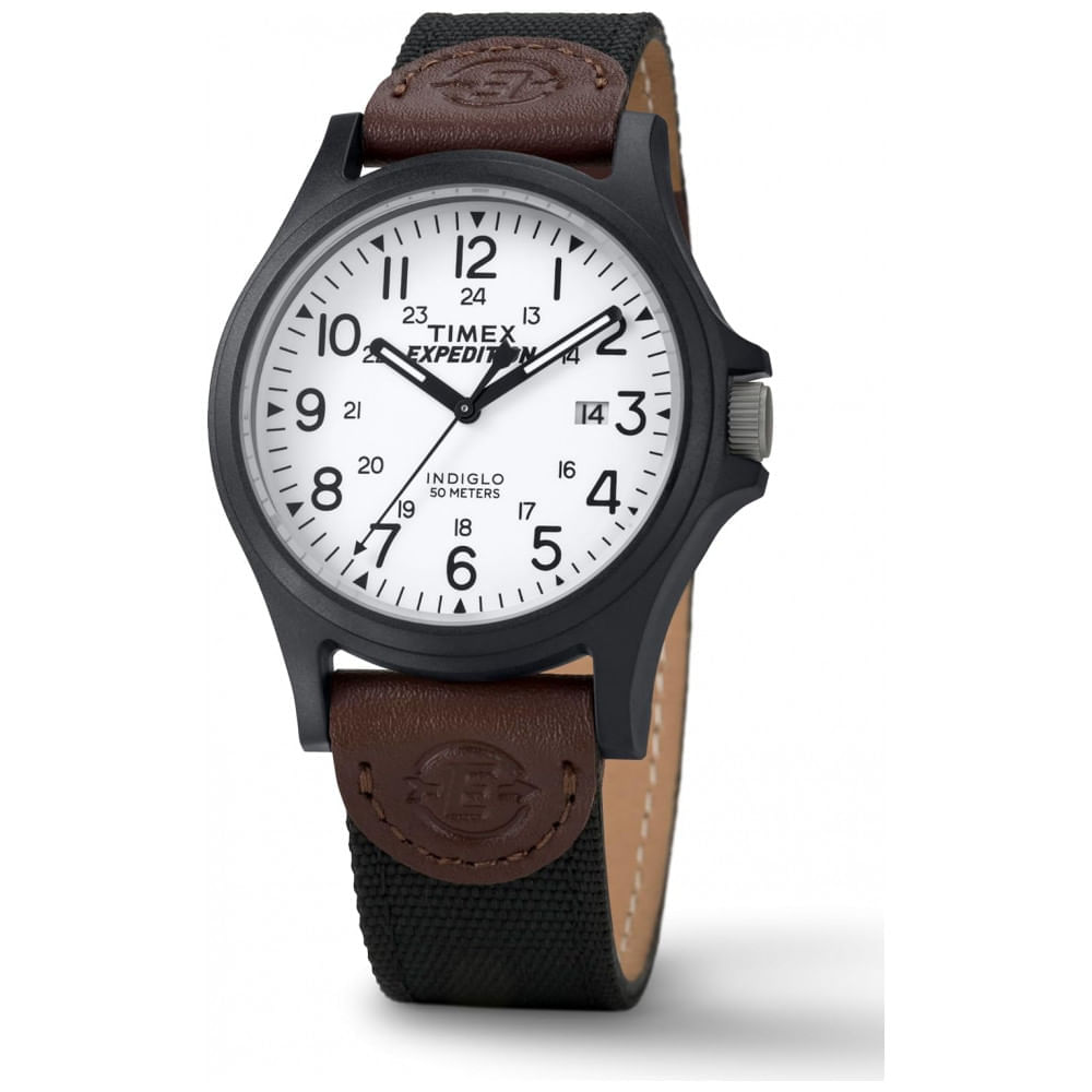 Miniatura Relógio Masculino Analógico com Pulseira de Couro , Timex TW4B08200, Preto e Marrom