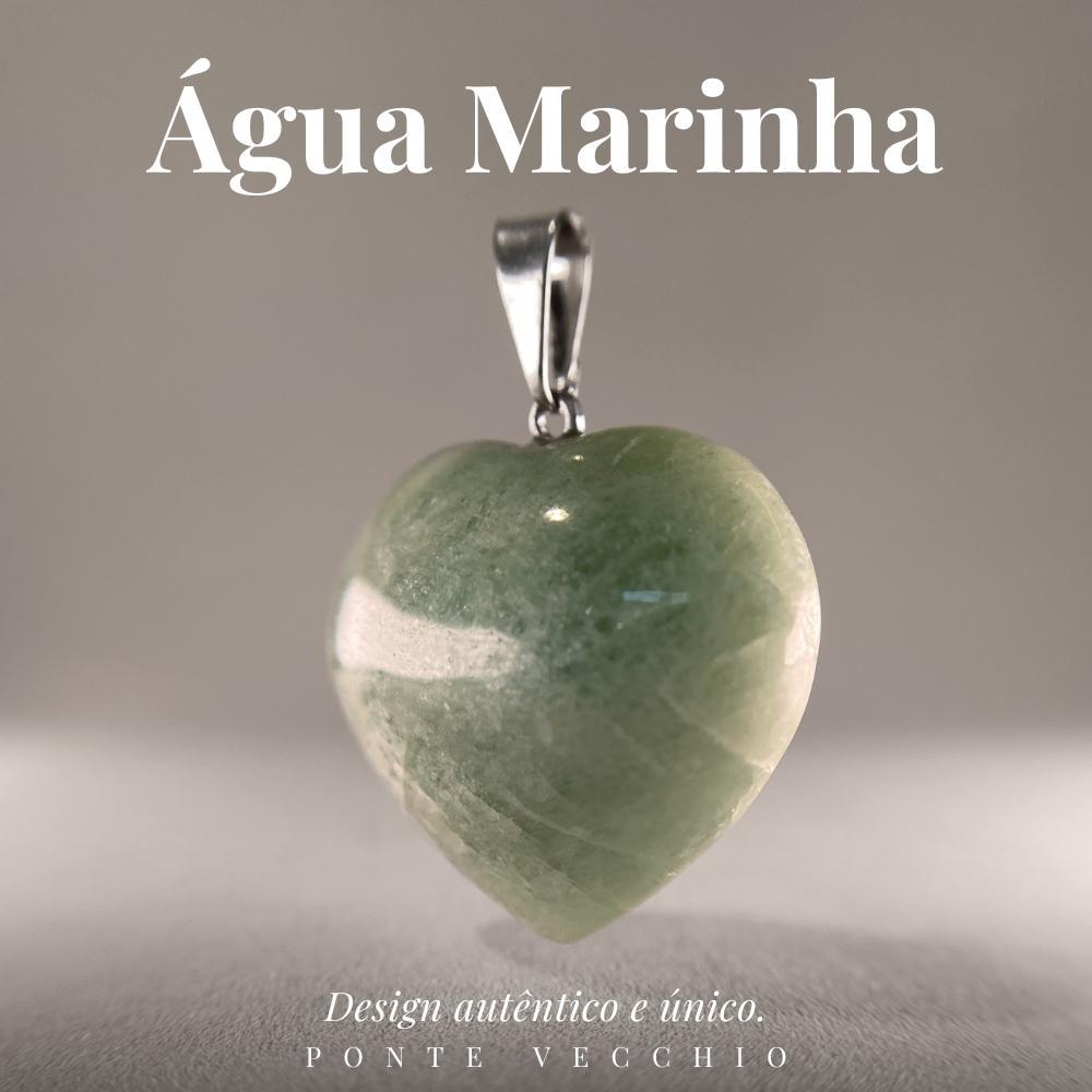 Miniatura Pingente Prata Água-Marinha Coração Legítima - P. Vecchio