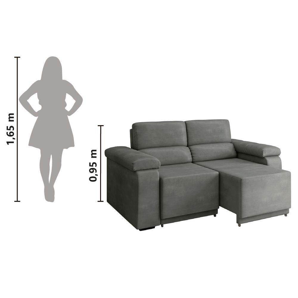 Miniatura Sofá Desmontável Retrátil 2 Lugares 1,50m Fox Suede Cinza Selmer Cinza