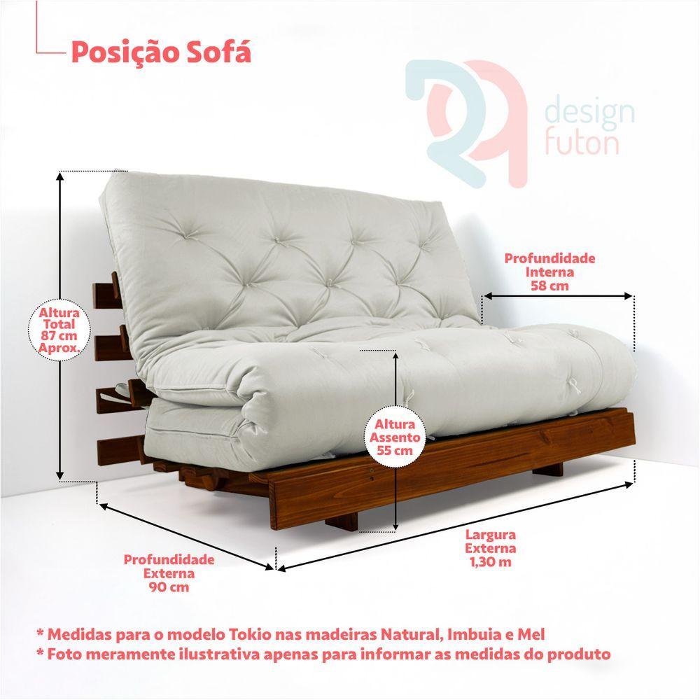 Miniatura Sofá Cama Casal Futon Tokio D33 Madeira Maciça Cor Mel Ii