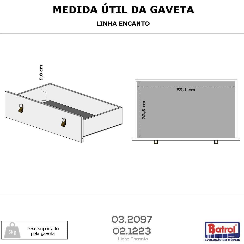 Miniatura Cômoda Encanto 4 Gavetas Branco Brilho Batrol Branco