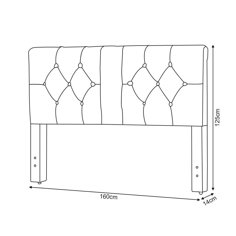 Miniatura Cabeceira Cama Box Emma Queen 160cm X 125cm Suede Bege - Cor: Bege