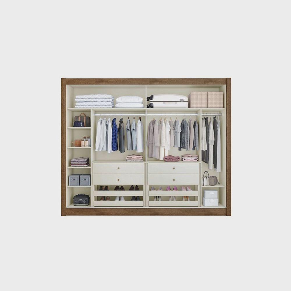 Miniatura Guarda Roupa De Casal Com Espelho Creta 2pts Brauna Off White - Móveis Europa
