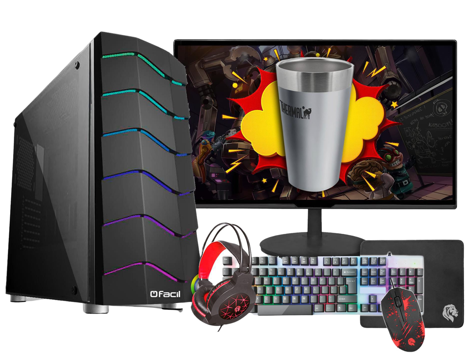 Miniatura Pc Gamer Compelto Amd Athlon 3000G 8Gb Ssd 240Gb Vega 3 240 GB - Desktop - 500W - 8 GB - AMD Athlon - 8GB - 19 - Gamer - Bivolt
