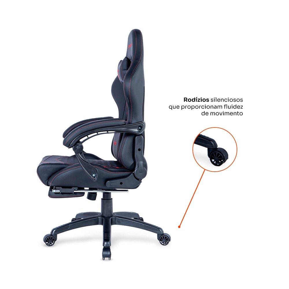 Miniatura Cadeira Gamer Husky Tempest 700, Até 145kg, Almofadas, Reclinável 150º, PU, Descanso para Pés, Preta e Vermelha - HCG700PTVR